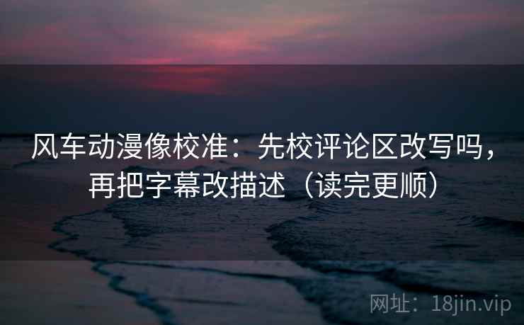 风车动漫像校准：先校评论区改写吗，再把字幕改描述（读完更顺）